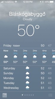 iPhone screenshot of wet weather forcast